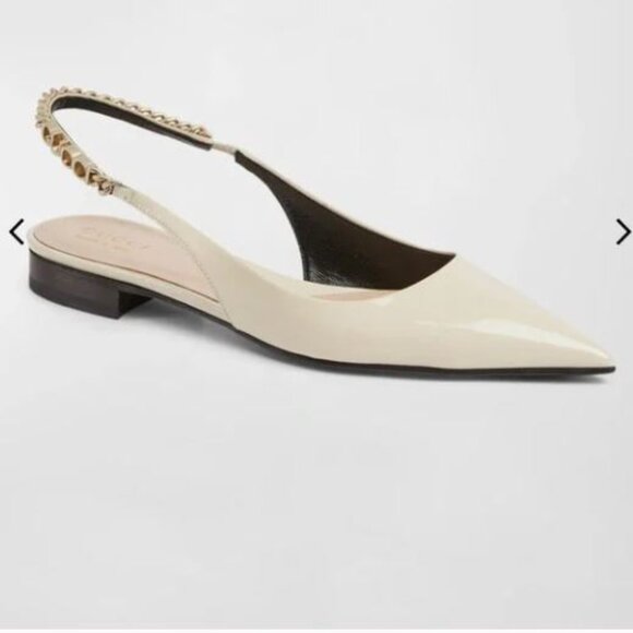 NWB Gucci Signoria Slingback Patent Leather Ballet Flats Loafers Pumps 37 782832 - Picture 1 of 9